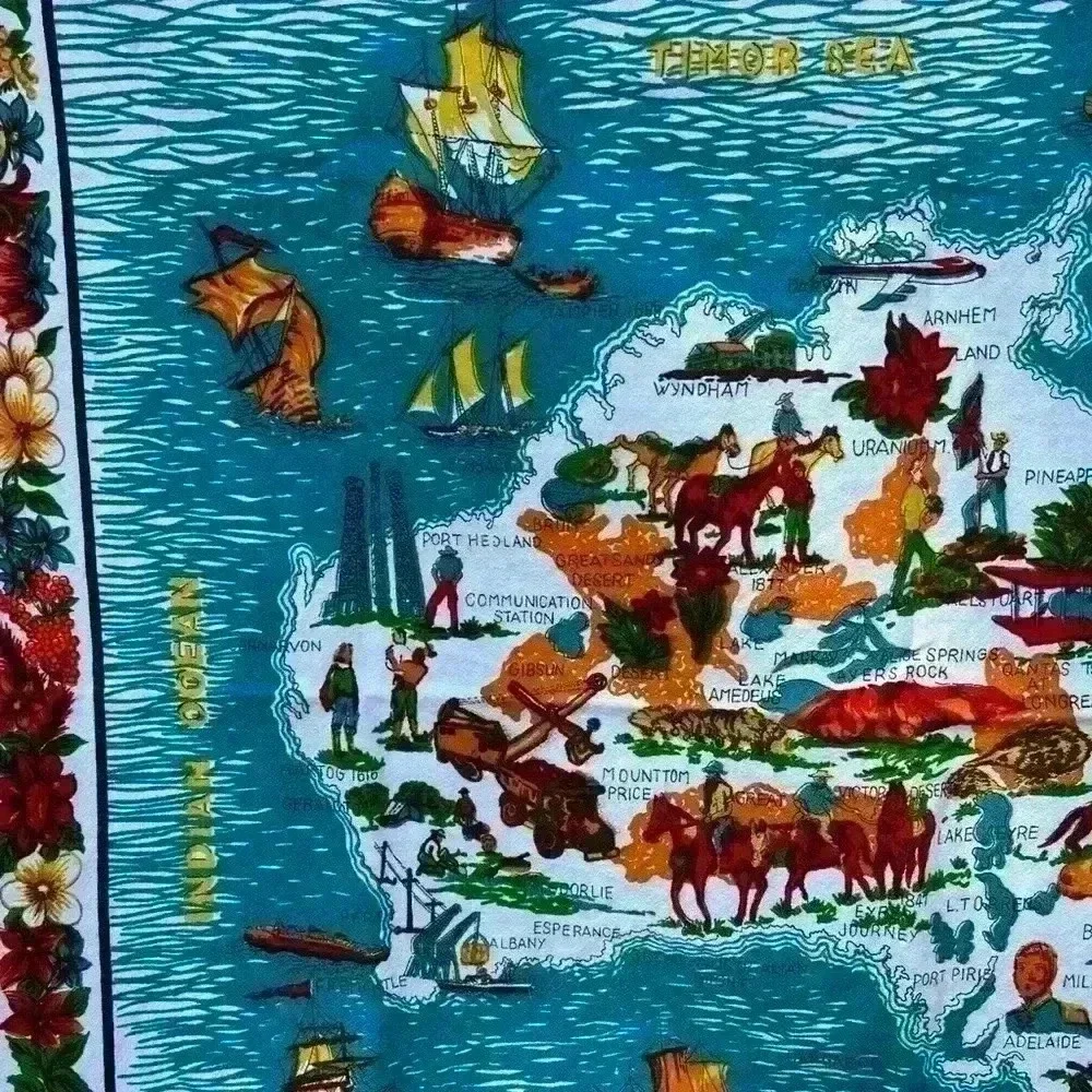 Vintage Australia Map Wall Hanging Tapestry Art